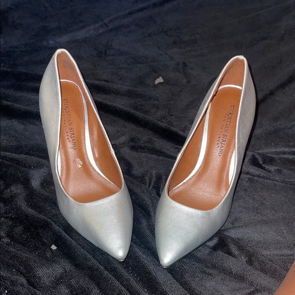 Christian Siriano Metallic Silver Pointed Heels